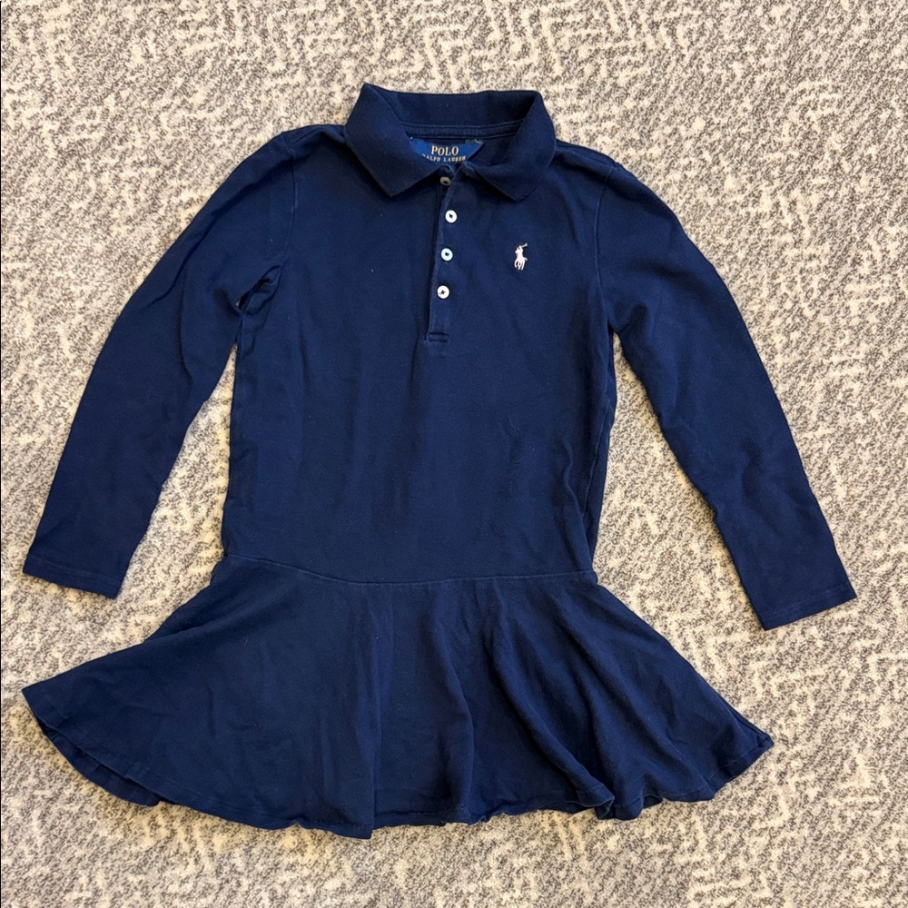 Polo by Ralph Lauren Kids Navy Long Sleeve Polo Dress